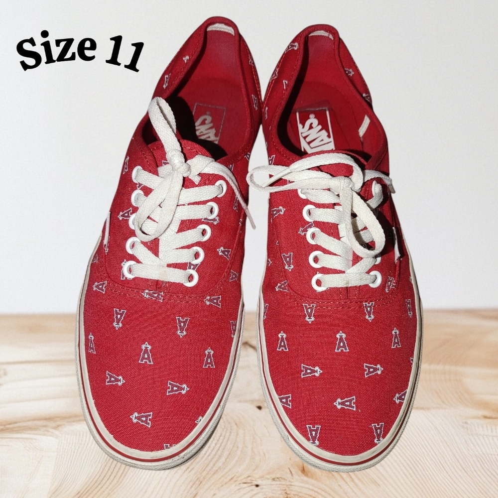 Limited Edition Los Angeles Angels Vans Red Canvas Sneakers Size 11